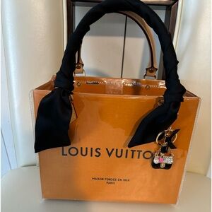 Upcycled shopping bag in clear vinyl bag. Limited Edition.